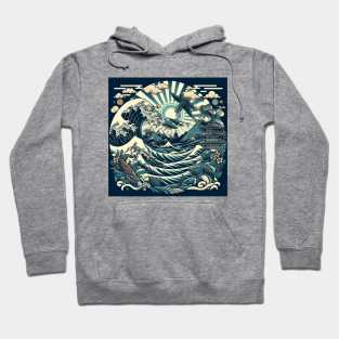 The Sea Wave and Fish in Japanese Hoodie
